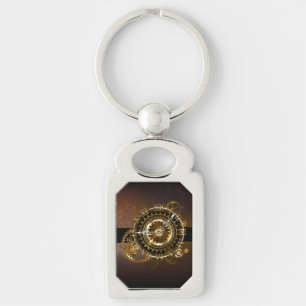 Steampunk clock with antique gears key ring