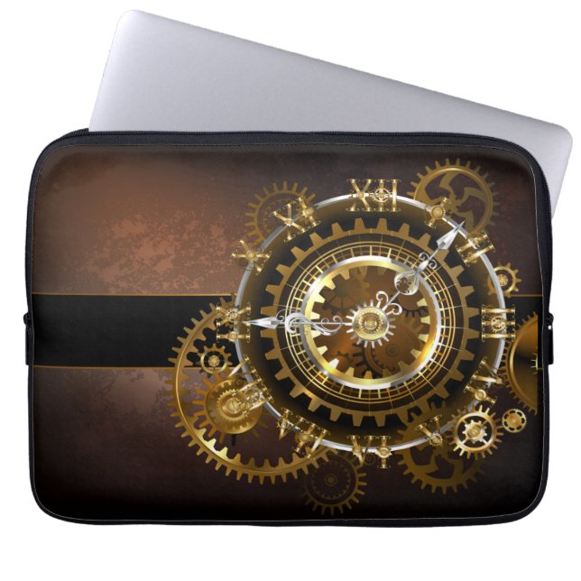 Steampunk clock with antique gears laptop sleeve (Front)