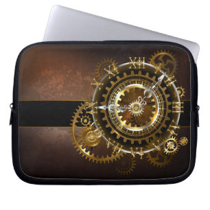 Steampunk clock with antique gears laptop sleeve