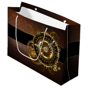Steampunk clock with antique gears large gift bag