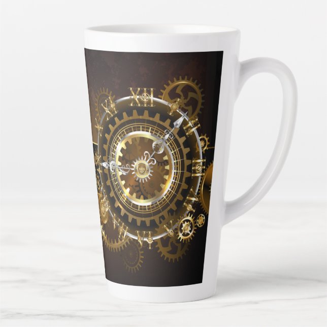 Steampunk clock with antique gears latte mug (Right)
