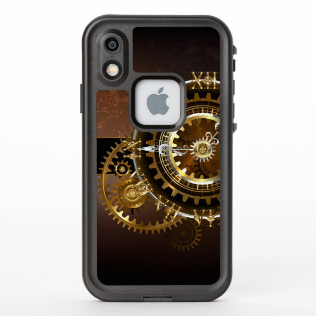 Steampunk clock with antique gears LifeProof iPhone case (Back)