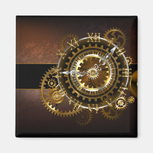 Steampunk clock with antique gears magnet