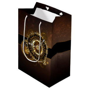 Steampunk clock with antique gears medium gift bag