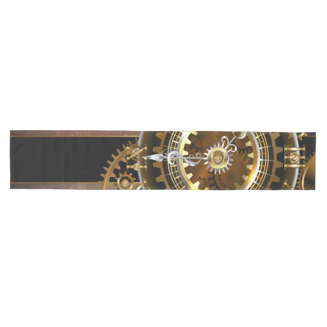 Steampunk clock with antique gears medium table runner (Horizontal)
