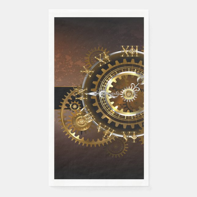 Steampunk clock with antique gears napkin (Front)