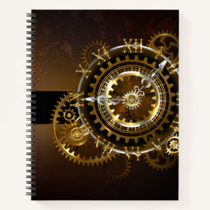 Steampunk clock with antique gears notebook