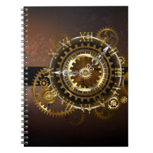 Steampunk clock with antique gears notebook