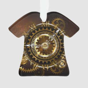 Steampunk clock with antique gears ornament