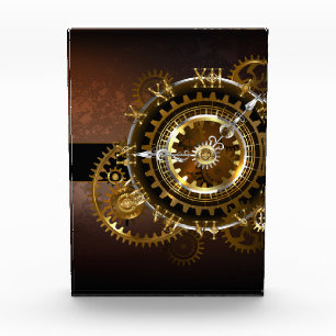 Steampunk clock with antique gears photo block
