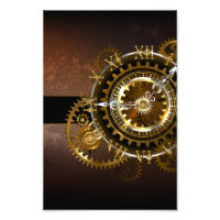 Steampunk clock with antique gears