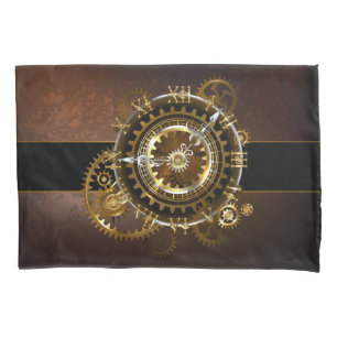 Steampunk clock with antique gears pillowcase