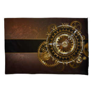 Steampunk clock with antique gears pillowcase