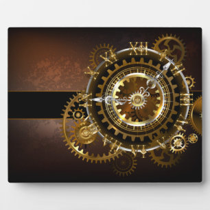 Steampunk clock with antique gears plaque
