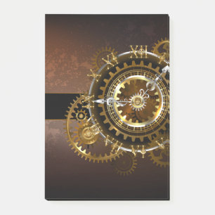 Steampunk clock with antique gears post-it notes