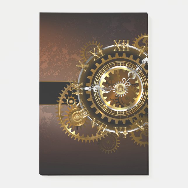 Steampunk clock with antique gears post-it notes (Front)