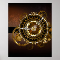 Steampunk clock with antique gears