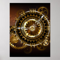 Steampunk clock with antique gears