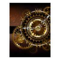 Steampunk clock with antique gears