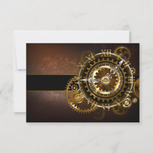 Steampunk clock with antique gears thank you card
