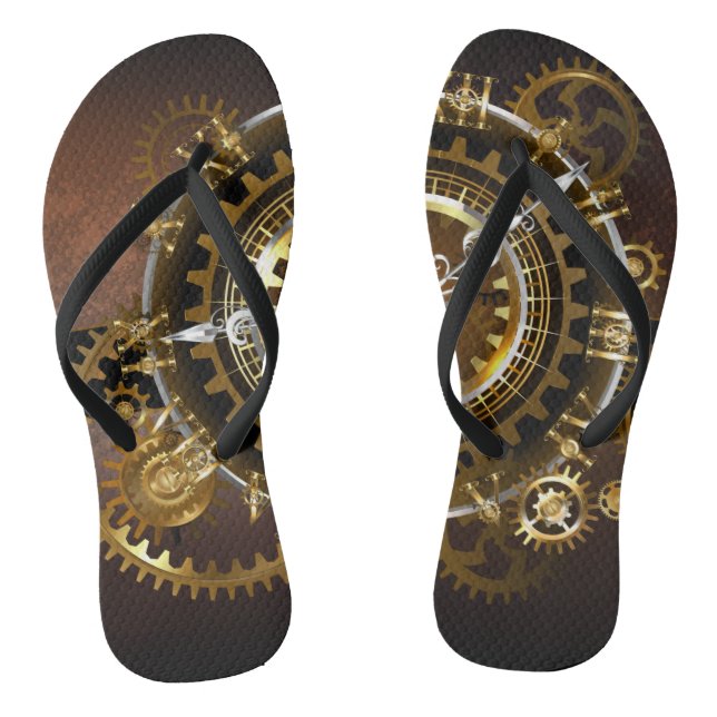 Steampunk clock with antique gears thongs (Footbed)