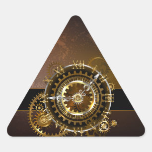 Steampunk clock with antique gears triangle sticker