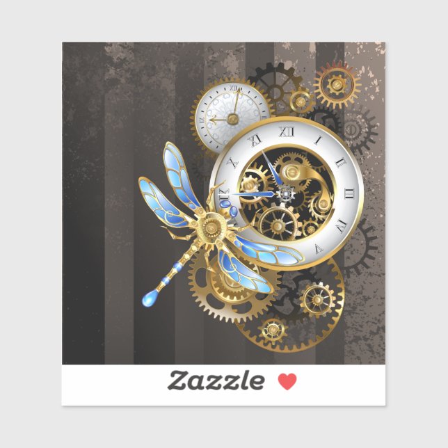 Steampunk Clock with Mechanical Dragonfly (Sheet)