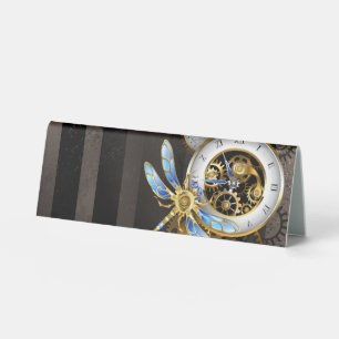 Steampunk Clock with Mechanical Dragonfly