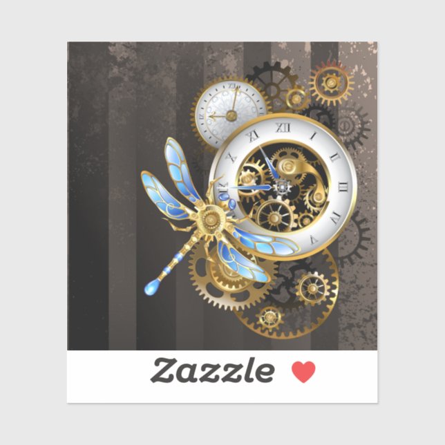 Steampunk Clock with Mechanical Dragonfly (Sheet)