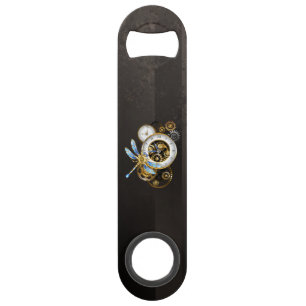 Steampunk Clock with Mechanical Dragonfly