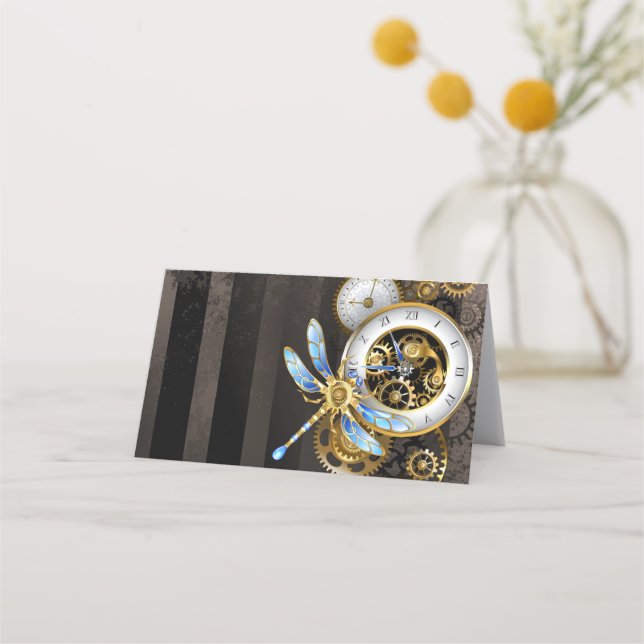 Steampunk Clock with Mechanical Dragonfly Appointment Card (Front)