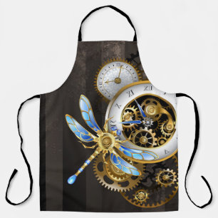 Steampunk Clock with Mechanical Dragonfly Apron