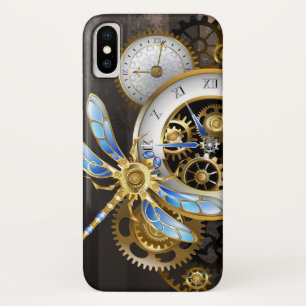 Steampunk Clock with Mechanical Dragonfly iPhone X Case