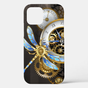 Steampunk Clock with Mechanical Dragonfly iPhone 12 Case