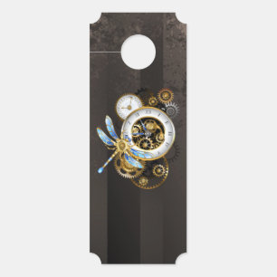 Steampunk Clock with Mechanical Dragonfly Door Hanger
