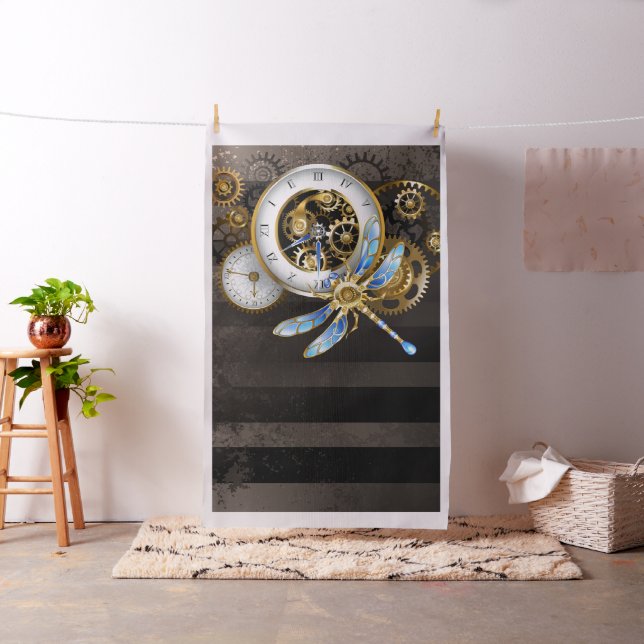 Steampunk Clock with Mechanical Dragonfly Fabric (In Situ)