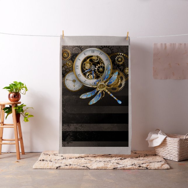 Steampunk Clock with Mechanical Dragonfly Fabric (In Situ)