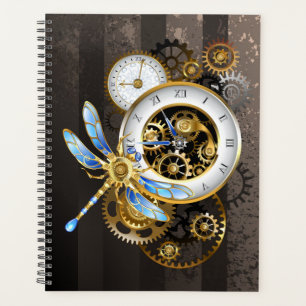 Steampunk Clock with Mechanical Dragonfly Planner