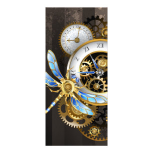 Steampunk Clock with Mechanical Dragonfly Rack Card