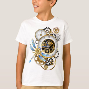 Steampunk Clock with Mechanical Dragonfly T-Shirt