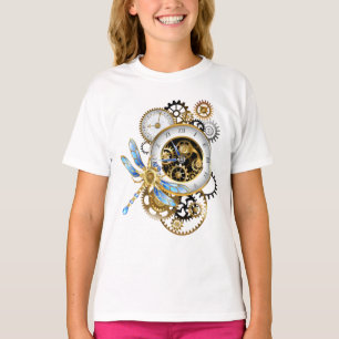 Steampunk Clock with Mechanical Dragonfly T-Shirt