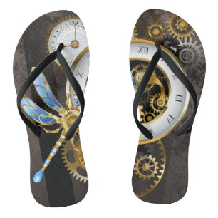 Steampunk Clock with Mechanical Dragonfly Thongs