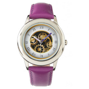 Steampunk Clock with Mechanical Dragonfly Watch