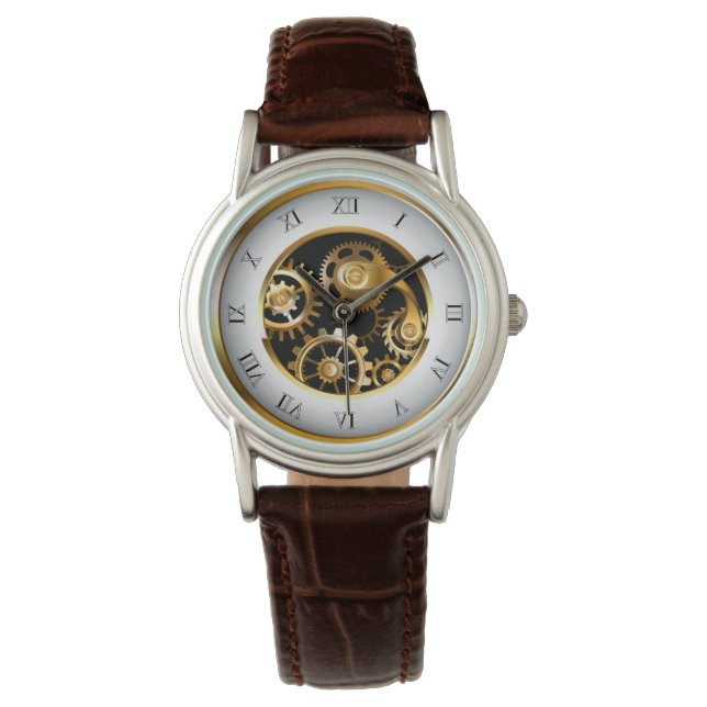 Steampunk Clock with Mechanical Dragonfly Watch (Front)