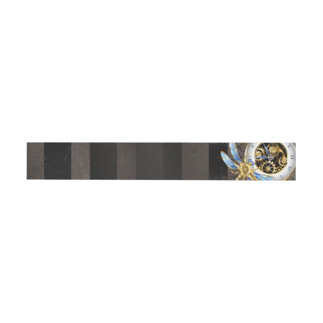 Steampunk Clock with Mechanical Dragonfly Wraparound Address Label (Individual)