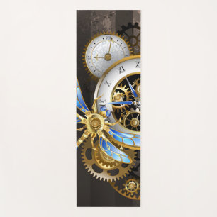 Steampunk Clock with Mechanical Dragonfly Yoga Mat