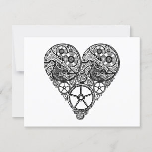 Steampunk Clock Works and Gear Heart Valentine