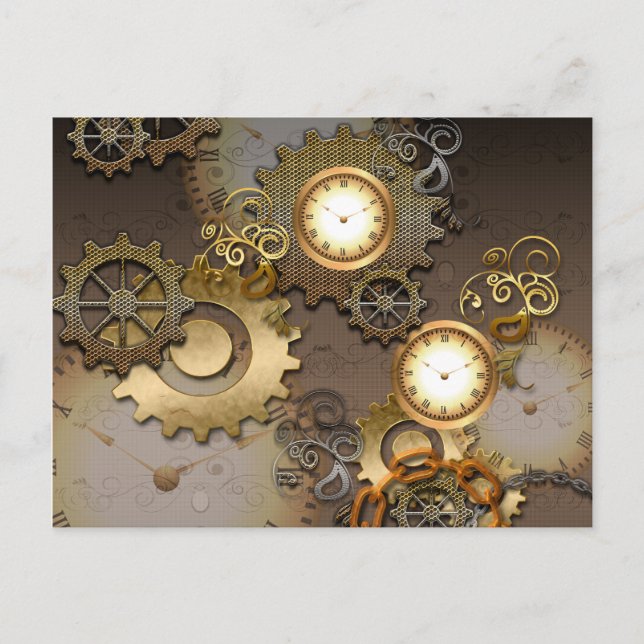 Steampunk, clocks and gears postcard (Front)