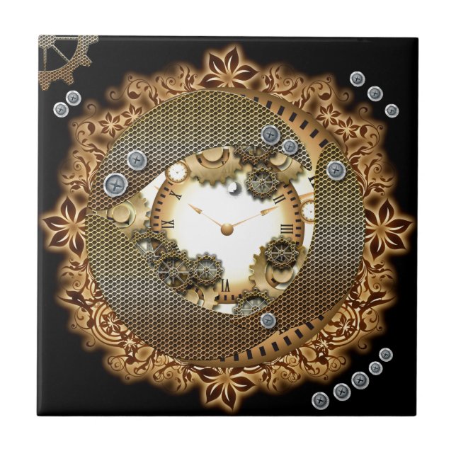 Steampunk, clocks and gears tile (Front)