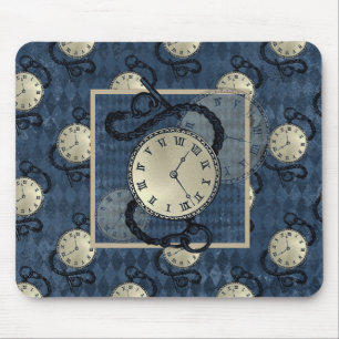 Steampunk clocks & blue diamond mouse pad